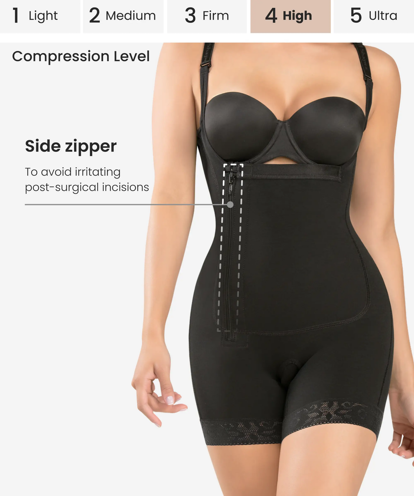 Braless compression bodysuit - Style 1089